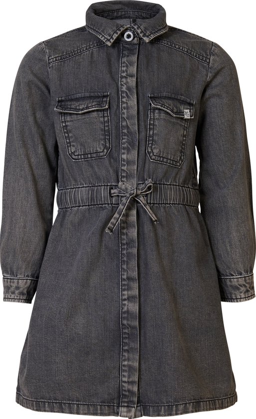 Noppies Girls dress Amelia long sleeve Meisjes Jurk - Grey Denim - Maat 140