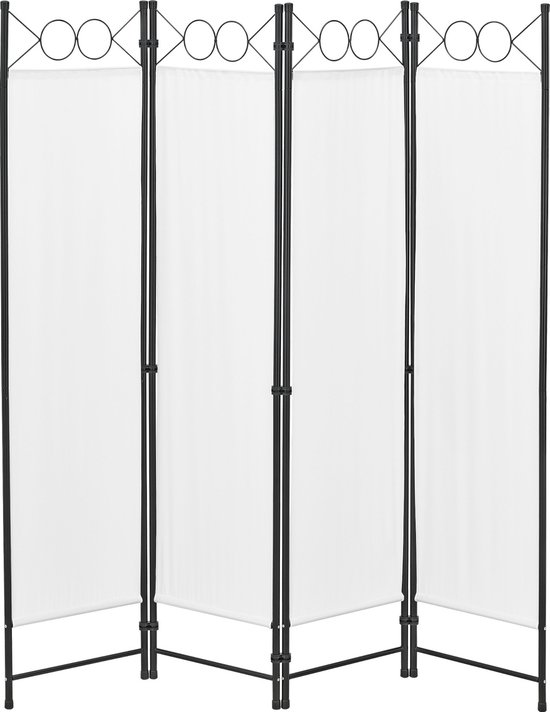 Tuinscherm Theodosio - Scheidingswand - 171x160 cm - Wit - Staal en Polyester - Waterbestendig - Discreet Design
