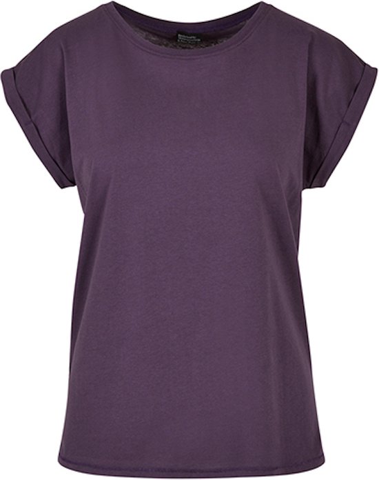 Damesshirt met ronde hals en omgeslagen mouw Purple Night - 5XL