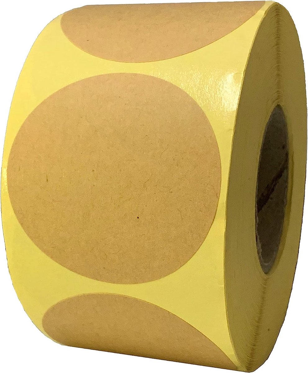 500 ronde kraftbruine stickers met een diameter van 5 cm