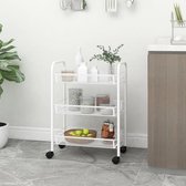 Bol.com vidaXL Keukentrolley 3-laags 46x26x54 cm ijzer wit aanbieding