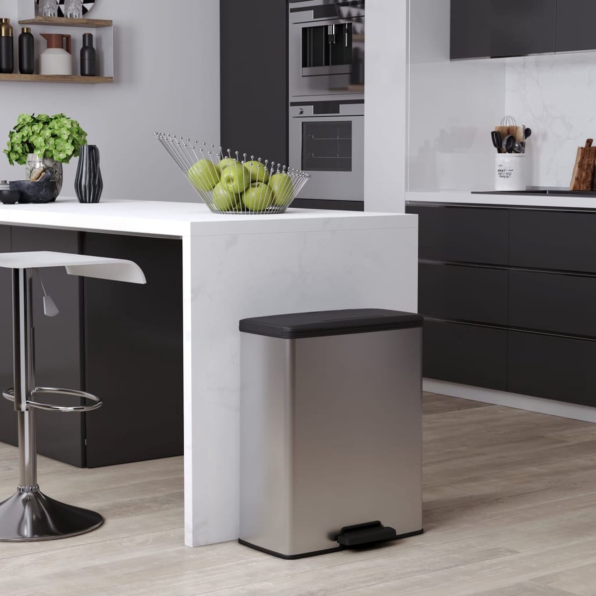 Curver Deco Bin Pedaalemmer - 65L - Rechthoekig - grijs metallic - Recycled Kunststof