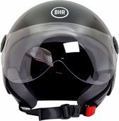 BHR 800 Easy - Vespa Scooterhelm - ECE goedgekeurde Scooterhelm - Geschikt als Scooter Brommer Motor Snorfiets Helm - XS - Glans Zwart