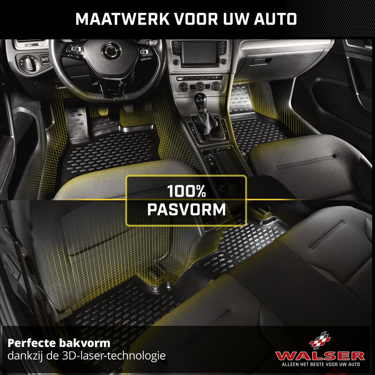 Walser Rubber vloermatten compatibel met Mercedes-Benz GLC 06/2015-2023 - GLC Coupe 06/2016-2023 - custom-fit auto rubber matten - auto vloermatten – foto 5