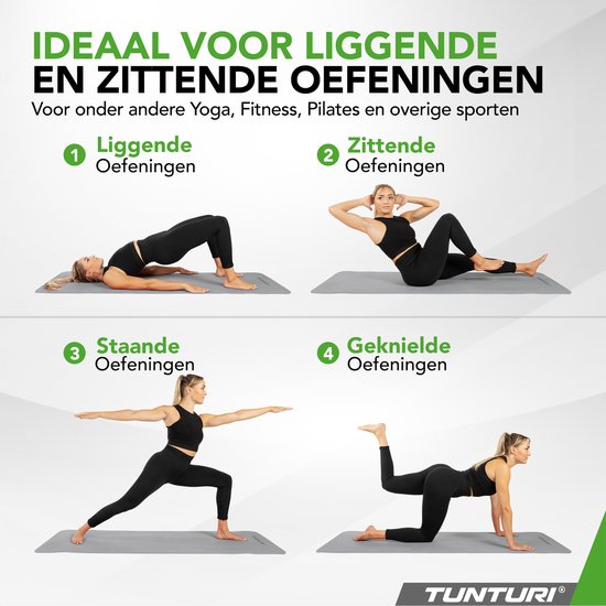 Tunturi Yoga Mat 8mm - Pilates mat - Extra dikke fitness mat - 183x61x0,8 cm - Incl Draagtas - Ecologisch materiaal - Eenvoudig te reinigen - Grijs van Tunturi — afbeelding 3
