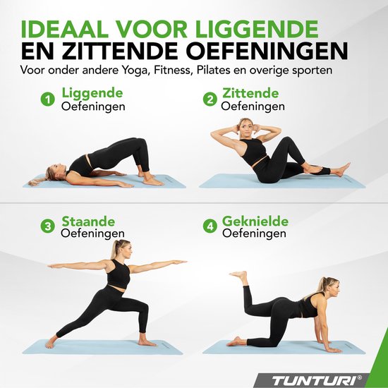 Tunturi Yoga Mat 8mm - Pilates mat - Extra dikke fitness mat - 183x61x0,8 cm - Incl Draagtas - Ecologisch materiaal - Eenvoudig te reinigen - Licht Blauw van Tunturi — afbeelding 4