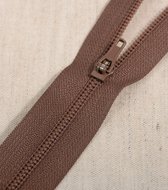 Broekrits polyester stevig donker bruin 18cm - niet-deelbare rits