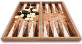 Klassiek houten backgammon bordspel - kleur Rosé hout - Maat S 25cm - Reiseditie - Met schaakbord