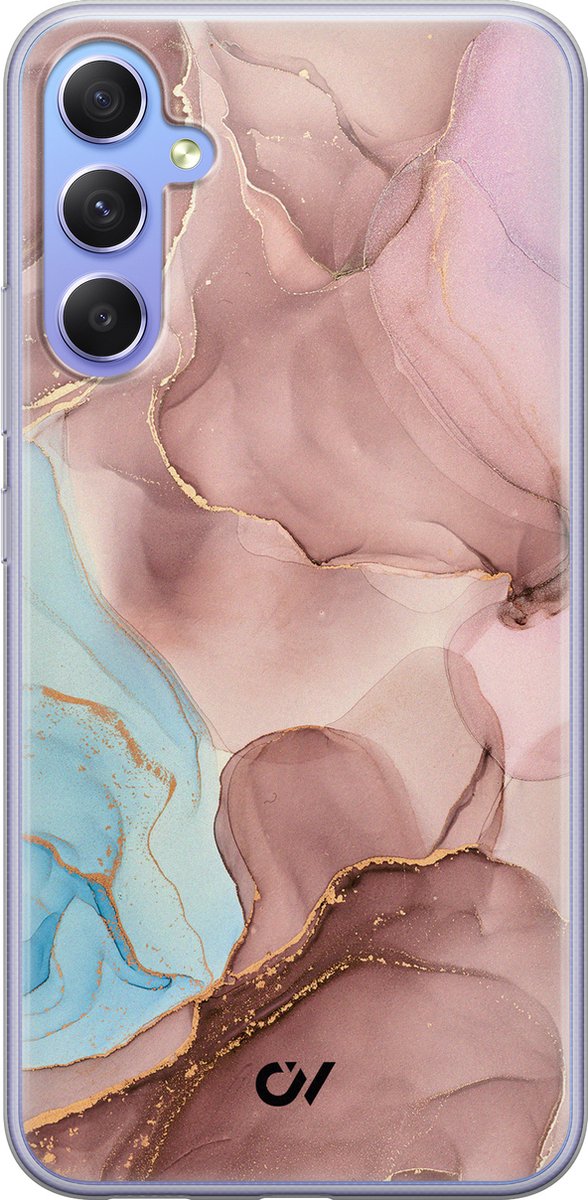 Hoesje geschikt voor Samsung Galaxy A34 hoesje - Marble Clouds - - Roze - - Casevibes