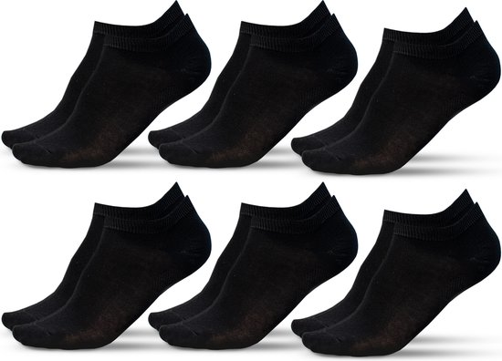 Saaf Bamboe Enkelsokken - 6 Paar Sokken - Sneakersokken - Maat 38-43 - Dames / Heren - Zwart