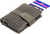Porte-cartes de crédit RFID Figuretta avec poche à monnaie - Protège-cartes - Motif tressé - Femme et homme - Cuir véritable - Vert