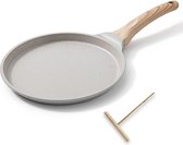 Pannenkoekenpan 20 cm - pannenkoekenpan met beslagverspreider - antiaanbaklaag - inductie - wit