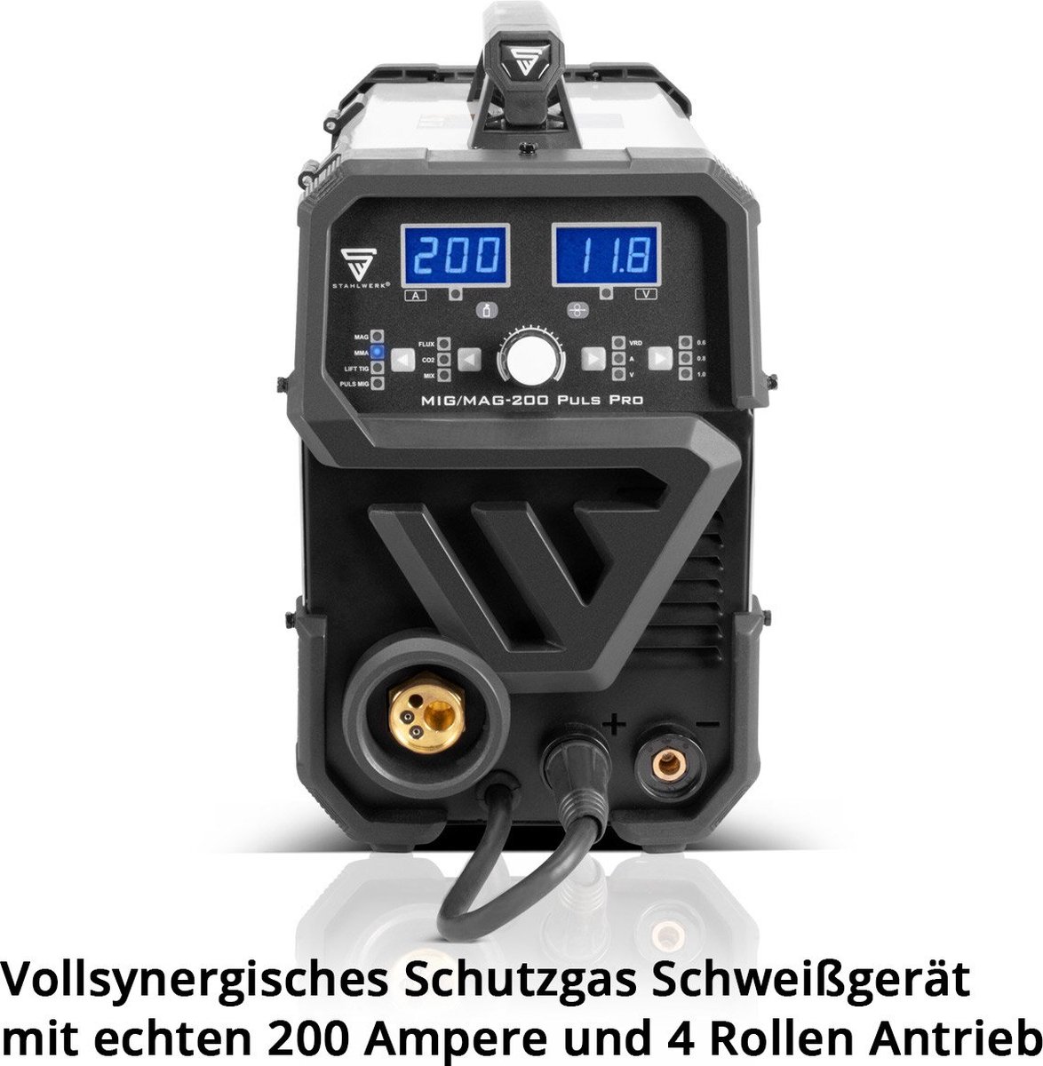 STAHLWERK MIG MAG 200 Puls Pro IGBT inert gas lasapparaat compleet uitgerust Volledig synergisch 5 in 1 combinatie apparaat met echt 200 ampère inclusief AK25/MB25 aluminium lastoorts, draadaanvoerrollen en slijtdelen set voor aluminium lassen – foto 3