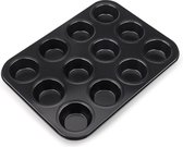 Muffinvorm blik voor 12 muffins, mini muffinvorm bakplaat 36 x 26,5 cm, (cakevorm ca: Ø 6,3 cm) gecoat, standaardformaat, cupcake vormen, muffinplaat