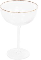 Housevitamin Set van 2 Champagne / P*rnstar Martini Glazen met Gouden Rand- 11x15 cm