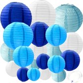 Joya Party® 20 Stuks Lampionnen Feest Versiering Set Blauw | Decoratie | Verjaardag, Jubileum & Bruiloft