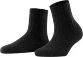 FALKE Bedsock Rib knuffelig zacht merinowol kasjmier huissokken dames zwart - Maat 39-42