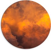 Dibond Muurcirkel - Oranje Gloed van Zon over de Wolken - 60x60 cm Foto op Aluminium Muurcirkel (met ophangsysteem)