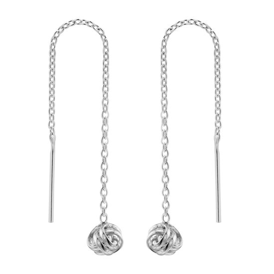 Zilveren oorbellen | Chain oorbellen | Zilveren chain oorbellen, knoopje
