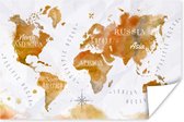 Poster - Wereldkaart - Bruin - Verf - 120x80 cm