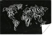 Poster - Wereldkaart - Simpel - Zwart - Wit - 120x80 cm