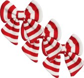House of Seasons kerst ornament strikken- 3x -rood/wit steep 14 cm- polyester