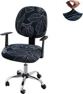 Hoes voor bureaustoel, 2 stuks, spandex bureaustoelhoes, wasbaar, draaibaar, universele bureaustoelhoezen, bureaustoelhoezen voor computerarmleuningen, stoel, blauwe bladeren