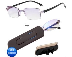 Shine Anti blauw Licht Computerbril 2.00 - Multifocale Beeldschermbril - Leesbril Voor Dames en Heren - Incl Accessoires