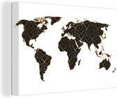 Canvas Wereldkaart - 120x80 - Wanddecoratie Wereldkaart - Zwart - Goud - Kinderen - Jongens - Meisjes