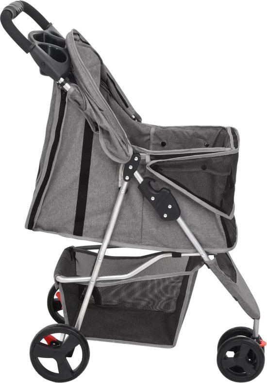 vidaXL Landau pliable pour chien Gris Tissu Oxford 80 x 46 x 98 cm