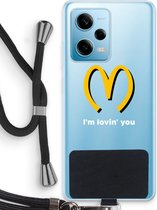 Case Company® - Hoesje met koord geschikt voor Xiaomi Redmi Note 12 Pro 5G hoesje met Koord - I'm lovin' you - Telefoonhoesje met Zwart Koord - Bescherming aan alle Kanten en Over de Schermrand