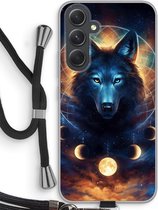 Case Company® - Hoesje met koord geschikt voor Samsung Galaxy A54 hoesje met Koord - Wolf Dreamcatcher - Telefoonhoesje met Zwart Koord - Bescherming aan alle Kanten en Over de Schermrand