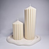 Chennies candles - Handgemaakte Pilaar Kaars Ribbel set klein/groot - Soja wax - Decoratieve kaars - Geschenk - Gift - Woonaccessoires