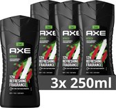 Axe Africa 3-in-1 Douchegel voor lichaam, gezicht en haar - 3 x 250 ml - Voordeelverpakking