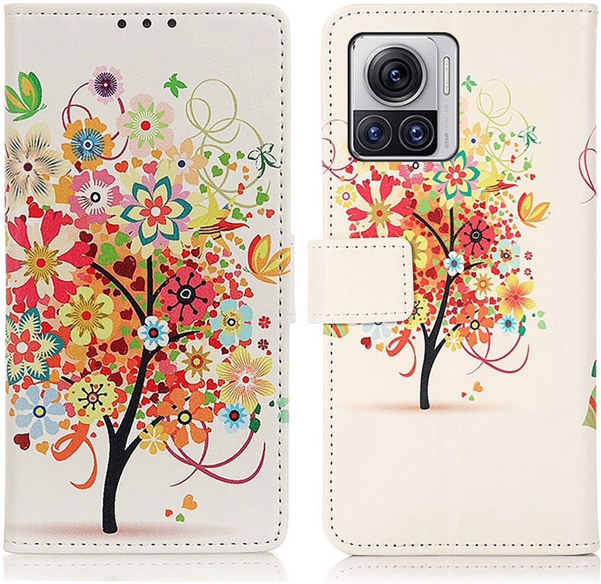 Motorola Edge 30 Ultra Hoesje Portemonnee Book Case Boom Print