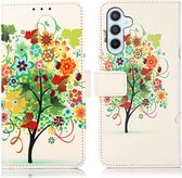 Hoesje Portemonnee Book Case Bloemen Boom Print Geschikt voor Samsung Galaxy A54