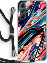 Case Company® - Coque Samsung Galaxy A34 avec cordon - Quantum Being - Coque de téléphone avec cordon Zwart - Protection sur tous les côtés et sur le bord de l'écran