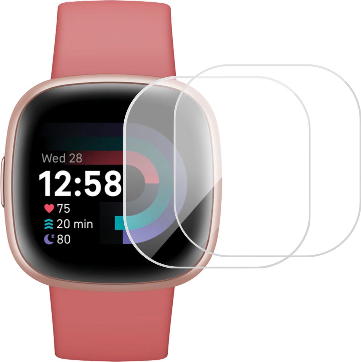 2x Screenprotector geschikt voor Fitbit Versa 3 - Folie Screen Protector geschikt voor Fitbit Versa 3