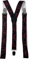 Bretels Zwart-Rood/Prikkeldraad met brede extra sterke stevige Clips