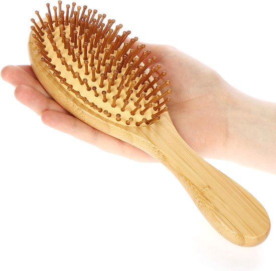 2 x natuurlijke haarborstel van bamboe, milieuvriendelijke borstel met  natuurlijke... | bol