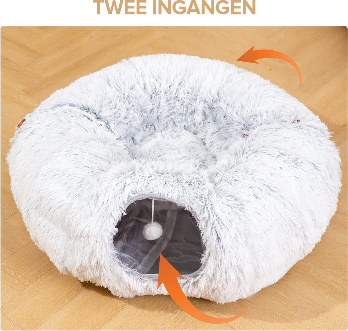 Kattentunnel Pluche - Tunnel Kat - Kattenhuis - Speeltunnel kat - Grijs — afbeelding 3