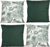 Anna Collection Bank/tuin kussens set - binnen/buiten - 4x stuks - groen/print - In 2 kleuren combi mix