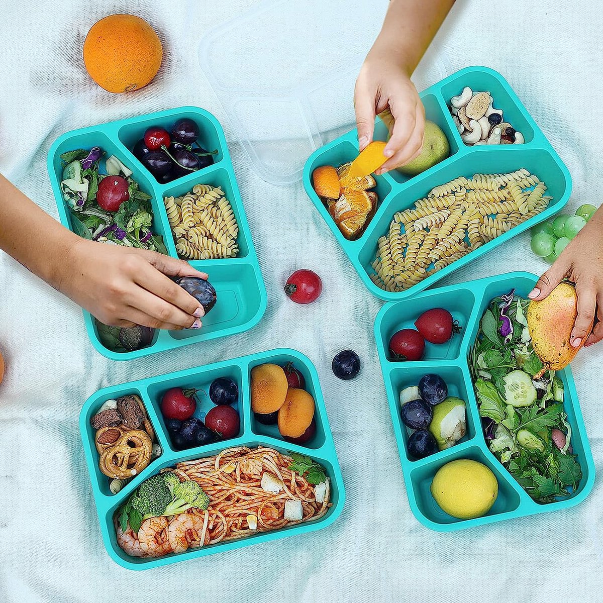 Lunchbox Met deksel herbruikbare PP bento box 4 delige