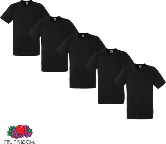 Fruit of the Loom - 5 stuks American Heavy T-shirts Ronde Hals - Zwart - XXL