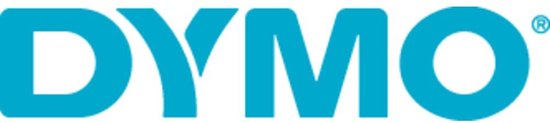 Blauw DYMO logo op witte achtergrond.