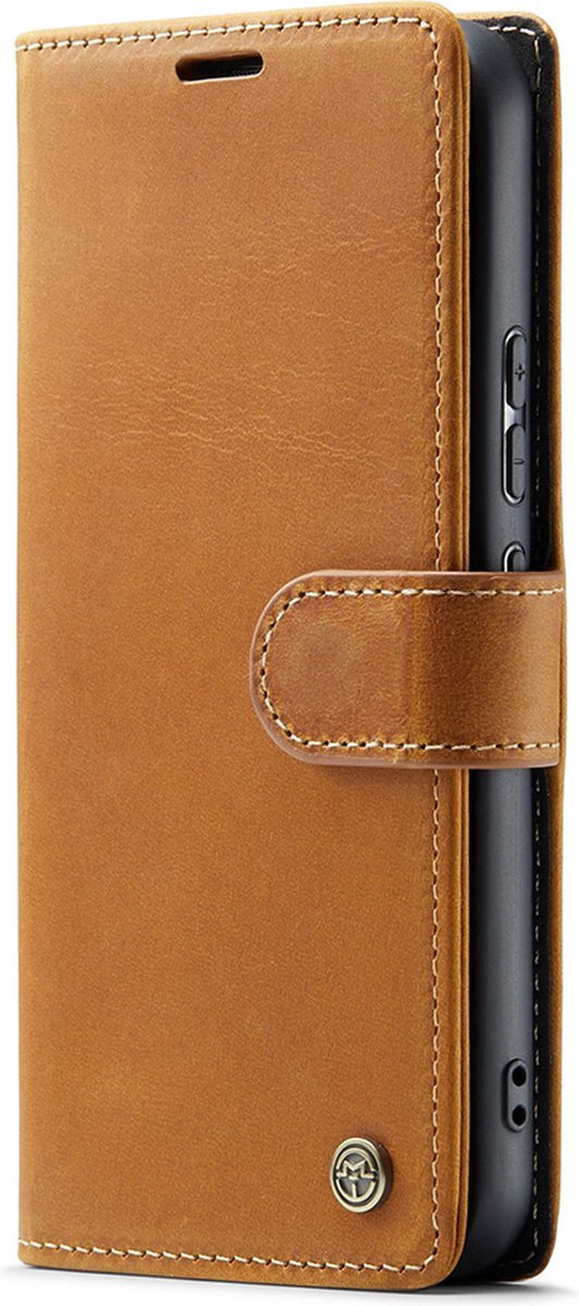 CaseMania Bookcase hoesje geschikt voor Samsung Galaxy A54 - Effen Cognac - Leer