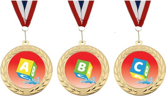 Zwemdiploma Medaille Set - Zwem Diploma A + B + C - Set van 3 stuks inclusief halslint