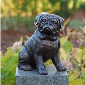 Tuinbeeld - bronzen beeld - Mops Hond - Bronzartes - 29 cm hoog