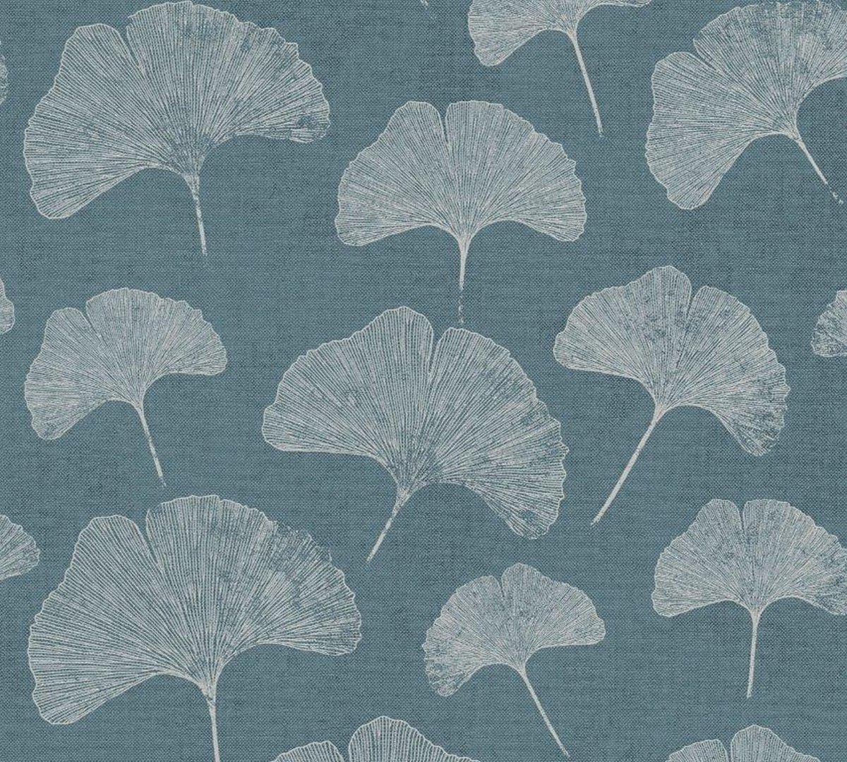 GINKGOBLAD BEHANG | Bladeren - blauw wit zilver - A.S. Création Profitex 2