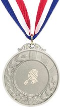 Akyol - badminton medaille zilverkleuring - Badminton - sporters - inclusief kaart - sport cadeau - sporten - badminton cadeau - leuk kado voor je sporter om te geven